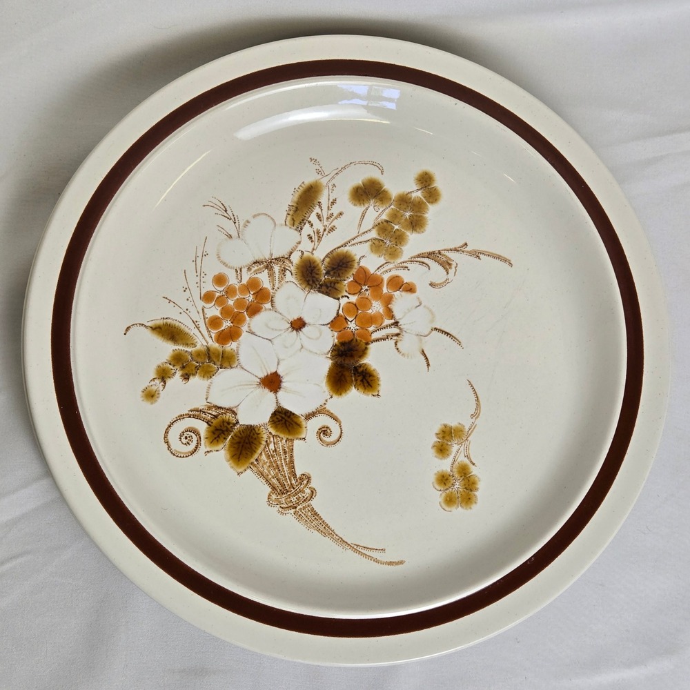Set of 2 Four Seasons Dinner Plates Autumn Bouquet Stoneware 10.75" Vtg Japan - Picture 2 of 10